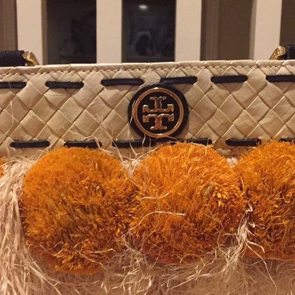 Tory Burch Pom Pom Beach Bucket - Gold Tote - Picture 2 of 14